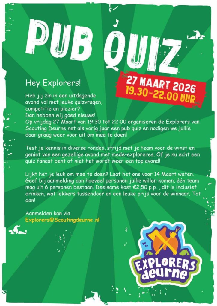 Pubquiz Scouting Deurne 27 Maart